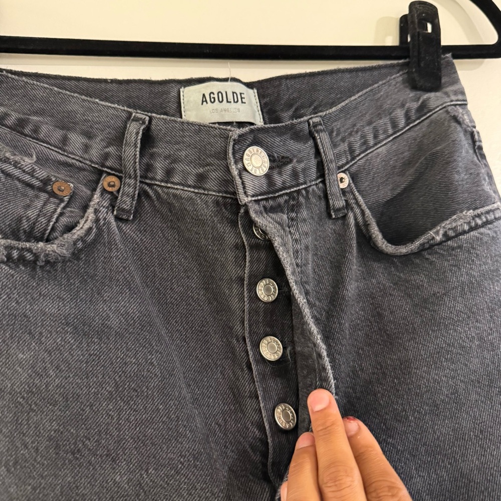 Agolde Riley High Rise Straight Crop Jeans Ripped / Distressed (Contraband) - Picture 6 of 11